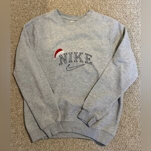 Nike Gray Crewneck Sweatshirt with Red Holiday Accent